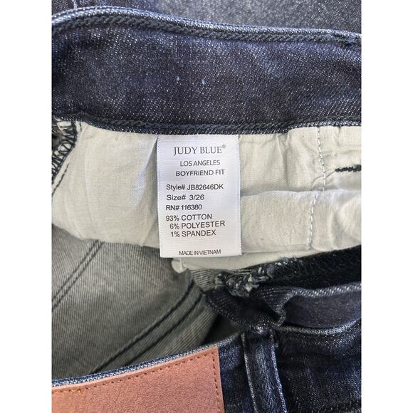 Judy Blue Dark Wash Boyfriend Fit Denim Jeans 3/26 Stretch (28x29.5) - Picture 4 of 6
